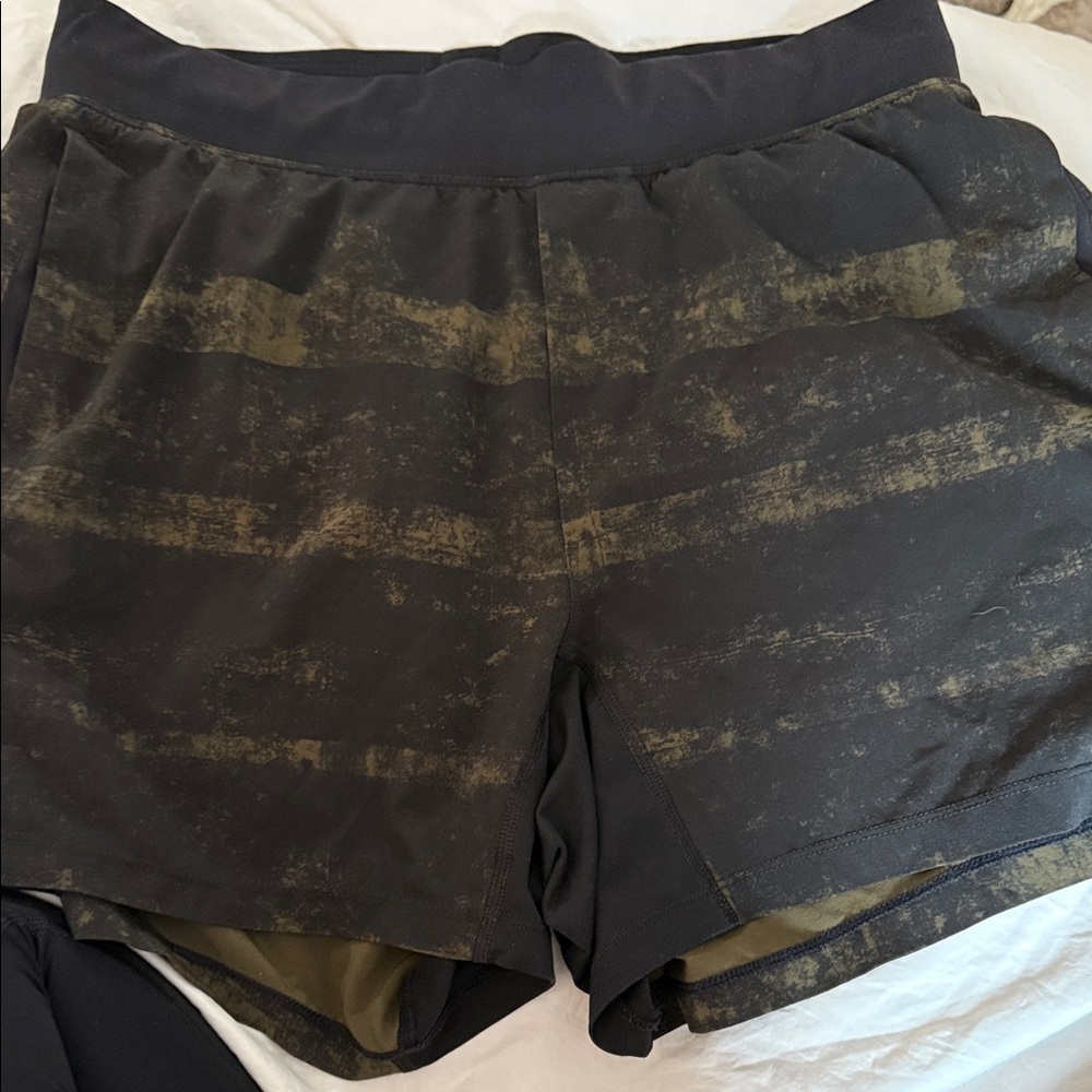 Lululemon Athletic Double-Layer Running Shorts - Olive & Black